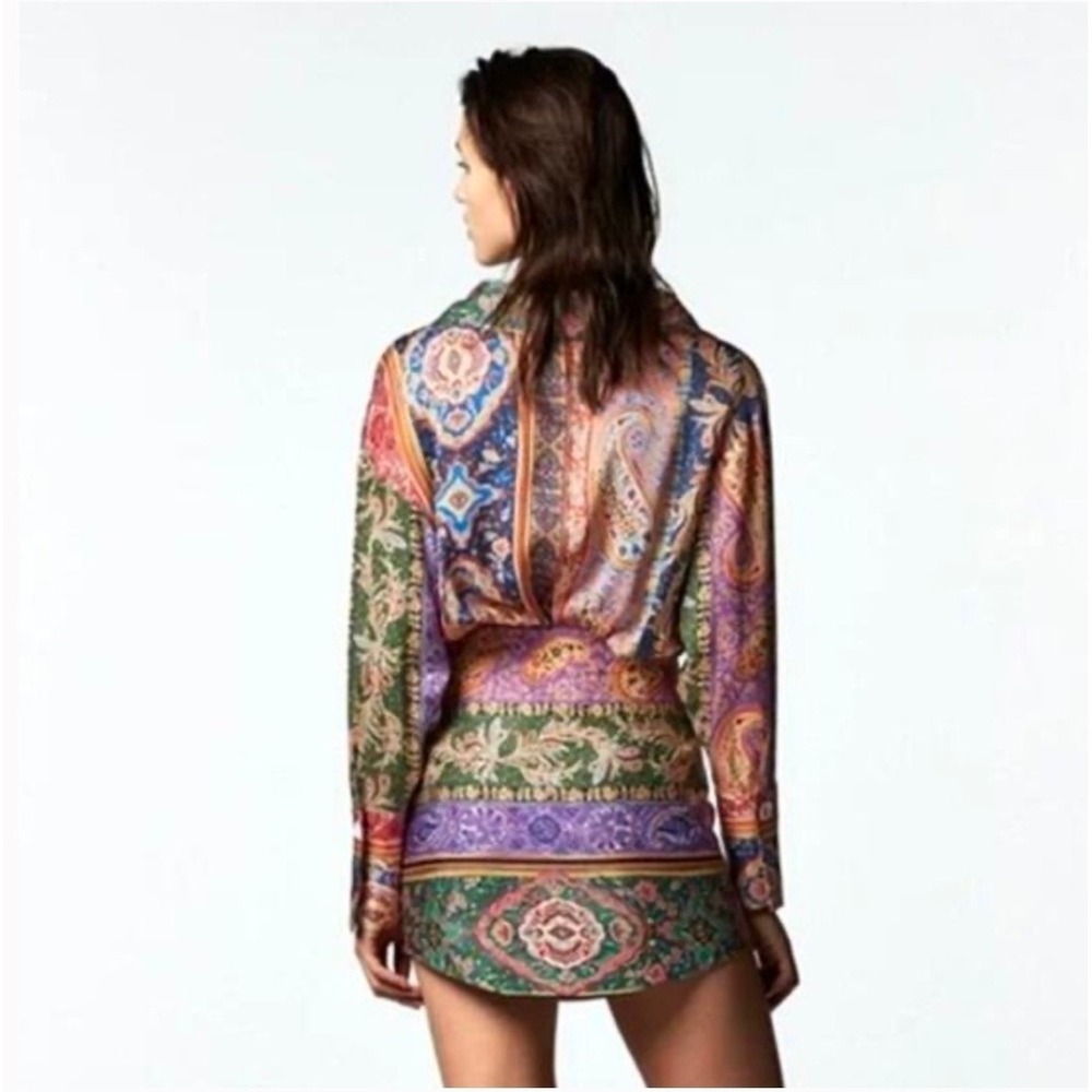 ZARA Boho Paisley Print Pleated Mini Skirt‎ Womens XS - Picture 4 of 8